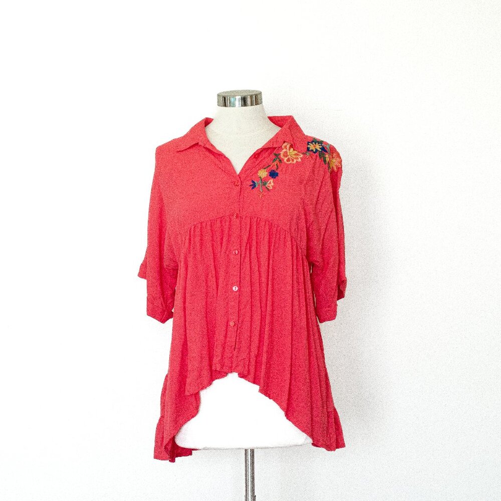 Solitaire Oversized relaxed Embroidery Hi-lo tunic